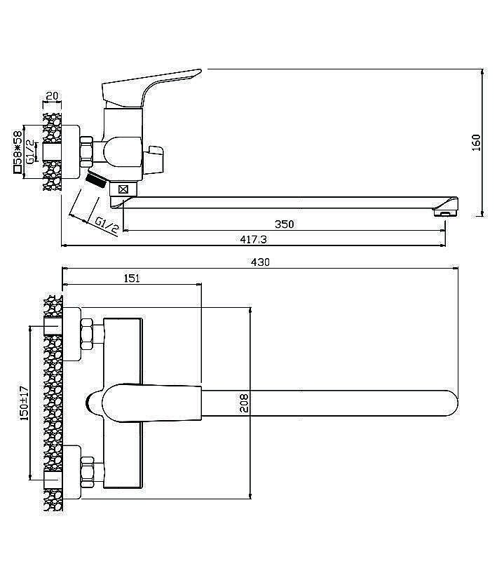 Смеситель для ванны Olive's Porto 11221PR купить в интернет-магазине сантехники Sanbest