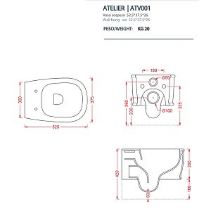 Унитаз подвесной Artceram ATELIER ATV001 44 00 verde salvia зеленый купить в интернет-магазине Sanbest