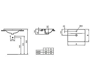 Раковина врезная сверху столешницы Ideal Standard Connect 50 E504301 белая купить в интернет-магазине Sanbest