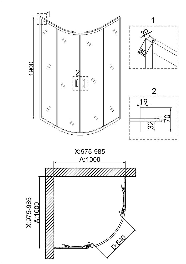 Душевой уголок Niagara Nova NG-6407-08, 100x100 см, универсальный монтаж купить в интернет-магазине Sanbest