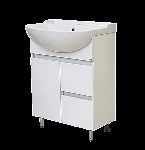 Тумба с раковиной 2 ящ. напольная Misty Амур 70 белая для ванной в интернет-магазине Sanbest