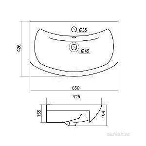 Раковина мебельная Santek Балтика 65 1.WH20.7.775 белая купить в интернет-магазине Sanbest
