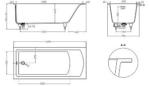 Ванна Salini Cascata Kit S-Stone 170х75 104323MF RAL матовая купить в интернет-магазине Sanbest