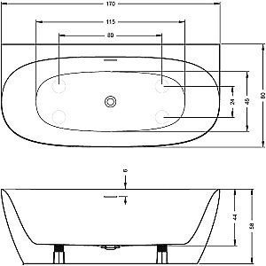 Акриловая ванна Riho Omega 170х83 B094001005 белая купить в интернет-магазине Sanbest