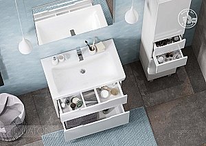 Тумба с раковиной Акватон Дакота 80 белый глянцевый/выбеленное дерево для ванной в интернет-магазине Sanbest