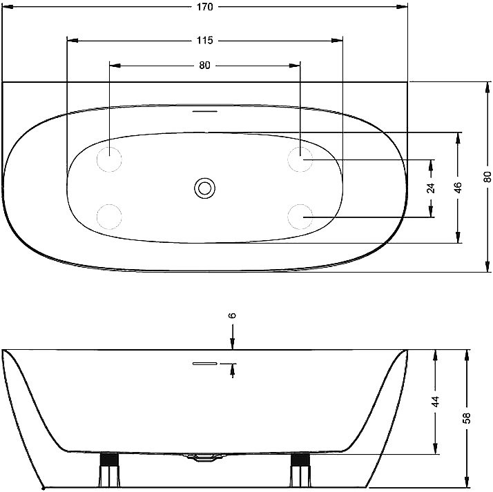 Акриловая ванна Riho Omega 170х83 B094001005 белая купить в интернет-магазине Sanbest