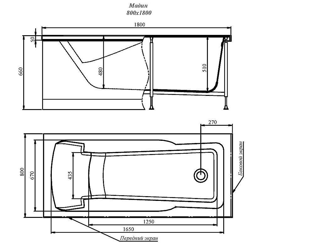 Ванна Alex Baitler MADIN 180х80 купить в интернет-магазине Sanbest