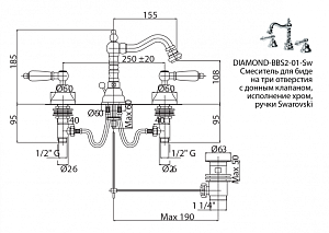 Смеситель для биде Cezares DIAMOND-BBS2-03/24-Sw золото купить в интернет-магазине сантехники Sanbest