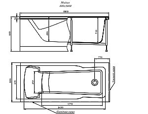 Ванна Alex Baitler MADIN 180х80 купить в интернет-магазине Sanbest