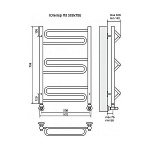 Полотенцесушитель водяной Terminus Юпитер П9 500x796 купить в интернет-магазине сантехники Sanbest
