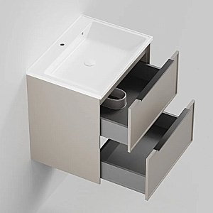 Тумба с раковиной La Fenice Simpla Twin 100 FNC-01-SIM-C-100-2 бежевая матовая для ванной в интернет-магазине Sanbest