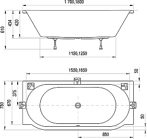 Ванна акриловая Ravak ARC 180x75 CE51000000 белая купить в интернет-магазине Sanbest