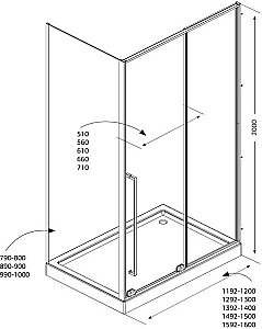 Душевой уголок Allen Brau Fantasy 2.0 3.11006.31+3.11013.31 120х90 стекло прозрачное/профиль черный матовый купить в интернет-магазине Sanbest