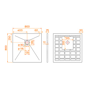Душевой поддон RGW Stone Tray-G 14152088-02-11ST 80х80 графит купить в интернет-магазине Sanbest
