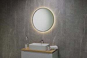 Зеркало Art&Max ASTI AM-Ast-800-DS-FNC-Gold в ванную от интернет-магазине сантехники Sanbest