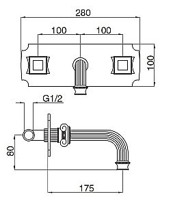 Смеситель для раковины Cezares APHRODITE-BLS2-02-M бронза купить в интернет-магазине сантехники Sanbest