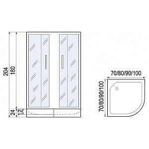 Душевой уголок без поддона МОНОМАХ ДУ 70/180 МЗ BL 10000008596 70x70 стекло прозрачное с рисунком/профиль черный купить в интернет-магазине Sanbest