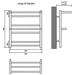 Полотенцесушитель Aquatek Альфа П7 50х60 AQ RRP0760CH хром купить в интернет-магазине сантехники Sanbest