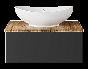 Тумба с раковиной Misty Ива - 70 П-Ива-01070-481Я графит/дуб вотан для ванной в интернет-магазине Sanbest