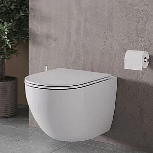 Унитаз подвесной с инсталляцией Agger ATI03100+APB200 белый, с крышкой микролифт, безободковый, с кнопкой хром купить в интернет-магазине Sanbest