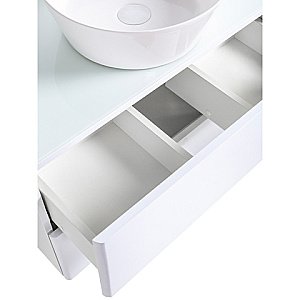 Тумба с раковиной Orange Otto Ot-75TuGLASS+B08-360W 75 белая для ванной в интернет-магазине Sanbest