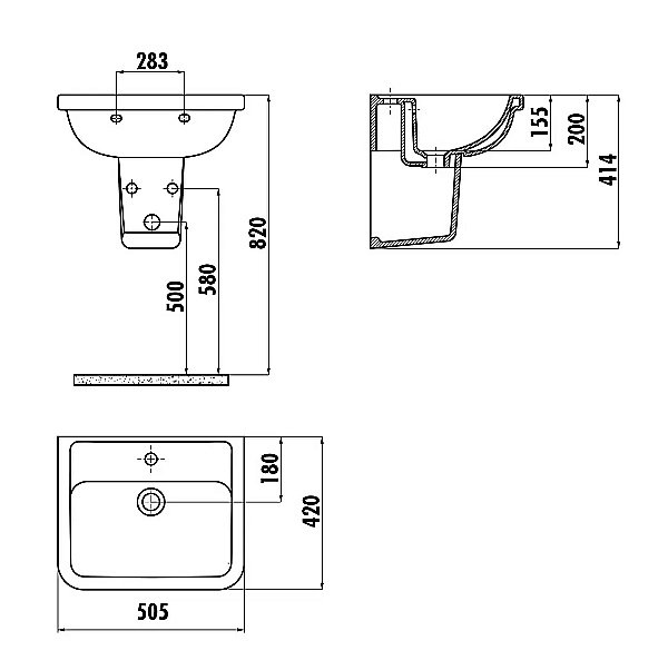 Раковина на полупьедестале Creavit Key 50 KY050-00CB00E-0000 белая купить в интернет-магазине Sanbest