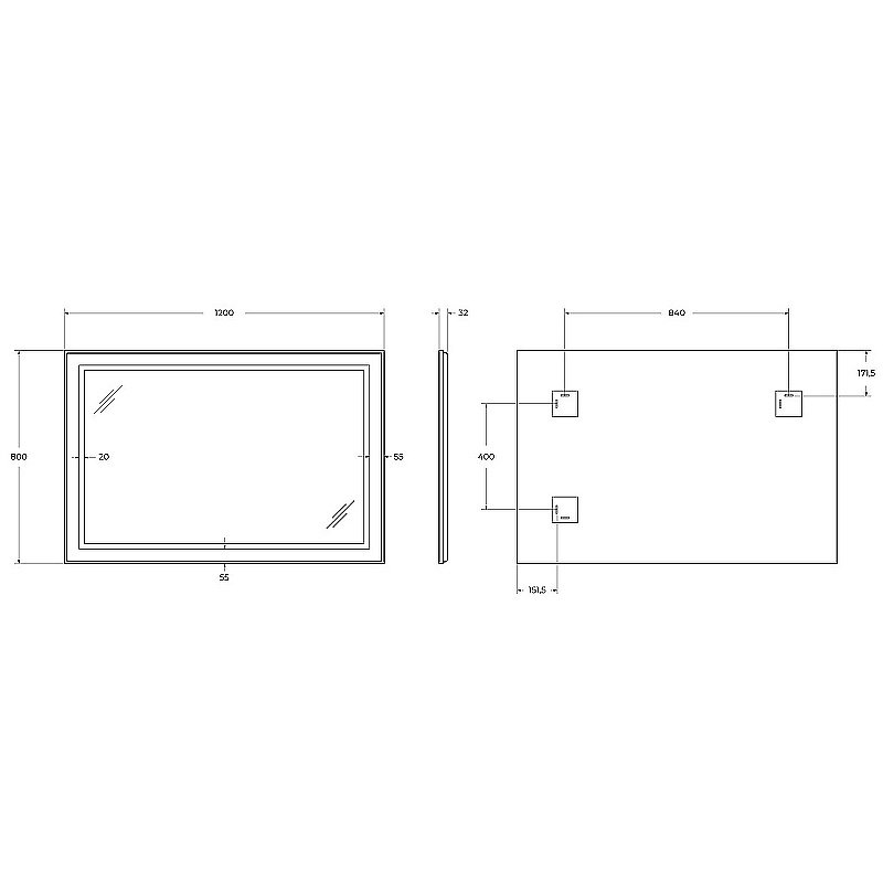 Зеркало BelBagno Kraft SPC-KRAFT-1200-800-SENS-NERO черный в ванную от интернет-магазине сантехники Sanbest