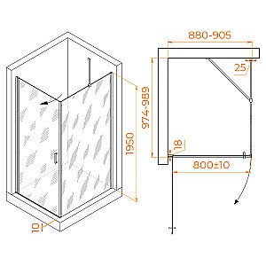 Душевой уголок RGW Leipzig LE-034 (LE-003 + Z-14) 90х100 351203490-11 стекло прозрачное/профиль хром купить в интернет-магазине Sanbest