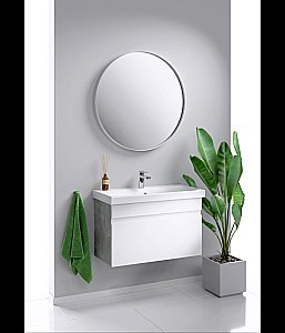 Тумба с раковиной Aqwella Smart 80 бетон светлый для ванной в интернет-магазине Sanbest