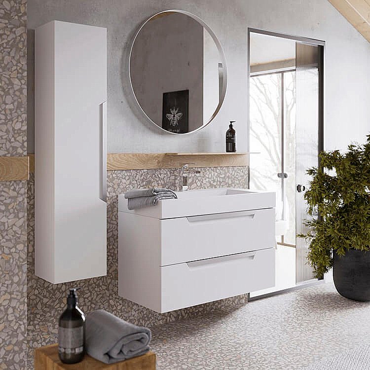 Тумба с раковиной Aqwella Cube 90 CUB0109 белая для ванной в интернет-магазине Sanbest