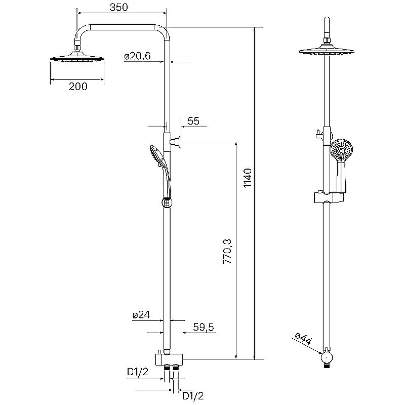 Душевая система Milardo Shower Set 3703F24M76 хром купить в интернет-магазине сантехники Sanbest