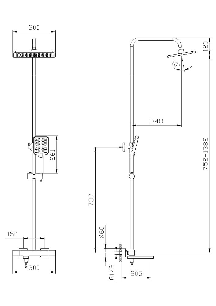 Душевая система Rush ST4235-60 хром купить в интернет-магазине сантехники Sanbest