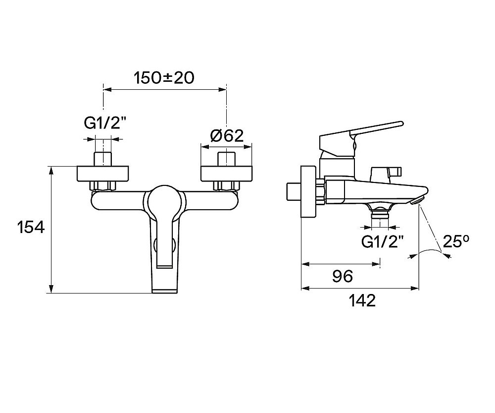 Смеситель для ванны Santek Найра WH5A10001C001 хром купить в интернет-магазине сантехники Sanbest