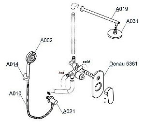 Душевая система WasserKRAFT Donau 5300 A14031 купить в интернет-магазине сантехники Sanbest