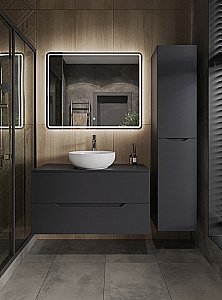 Тумба с раковиной Orange Line 100 Li-100TugMDF+B07-420W графит/белый для ванной в интернет-магазине Sanbest