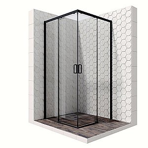 Душевой уголок Ambassador Queen Black 11011204 100x100 стекло прозрачное/профиль черный купить в интернет-магазине Sanbest