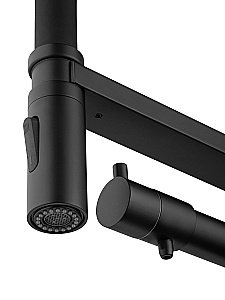 Смеситель для кухни с гибким изливом и подключением фильтра WONZON & WOGHAND, Черный матовый (WW-88458007-MB) купить в интернет-магазине сантехники Sanbest