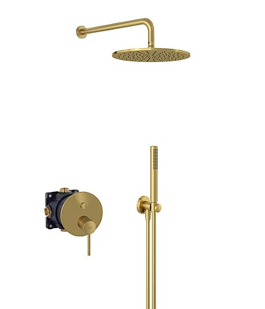 Душевая система Kludi Bozz 38658N076 золото брашированное купить в интернет-магазине сантехники Sanbest