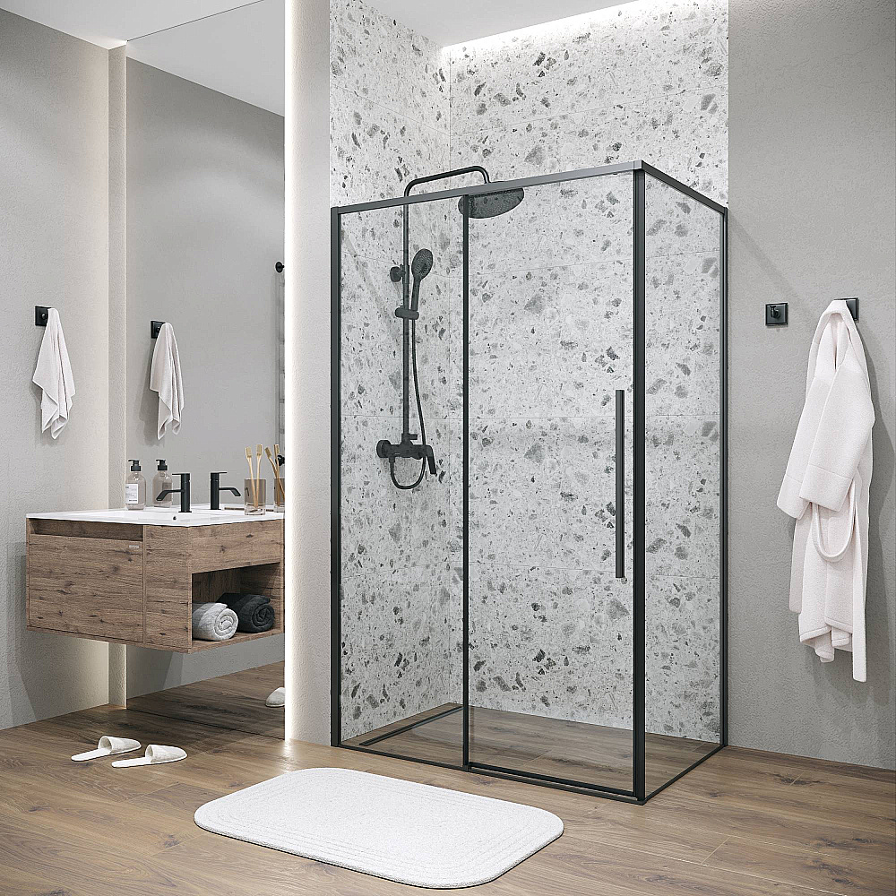 Душевой уголок Grossman Galaxy 140х100 120.K33.01.1410.21.00 стекло прозрачное/профиль черный матовый купить в интернет-магазине Sanbest