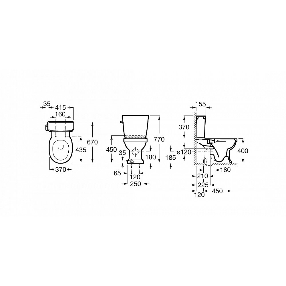 Унитаз напольный Roca Carmen 3420A7000 безободковый, с бачком купить в интернет-магазине Sanbest