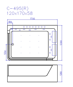 Акриловая ванна CeruttiSpa C-495R 170x120 купить в интернет-магазине Sanbest