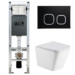 Унитаз с инсталляцией WeltWasser AMBERG 350 ST + GELBACH 043 GL-WT + AMBERG RD-BL купить в интернет-магазине Sanbest