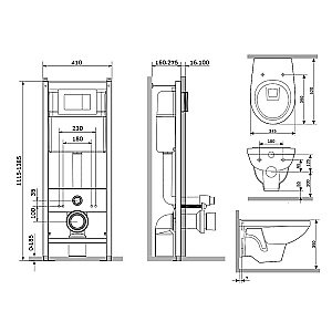 Унитаз подвесной Damixa Jupiter DX77.IS10101.1738 белый, с крышкой микролифт, с инсталляцией, безободковый купить в интернет-магазине Sanbest