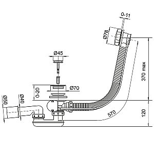 Слив-перелив для ванны WhiteCross SPWC60NIB никель брашированный купить в интернет-магазине сантехники Sanbest