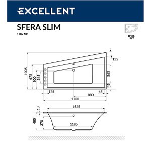 Ванна акриловая EXCELLENT Sfera Slim 170x100 RELAX хром купить в интернет-магазине Sanbest