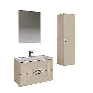 Тумба с раковиной подвесная Grossman ЛУКСОР 60 с 2-я ящ, бежевая матовая для ванной в интернет-магазине Sanbest