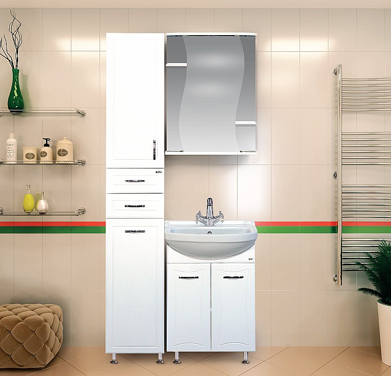 Зеркальный шкаф Misty Лиана 60 белый купить в интернет-магазине сантехники Sanbest