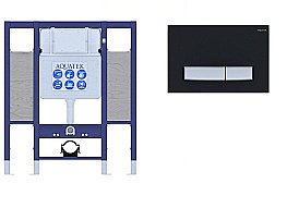 Инсталляция для унитаза Aquatek INS-0000015 с кнопкой KDI-0000026 черная матовая/никель купить в интернет-магазине сантехники Sanbest