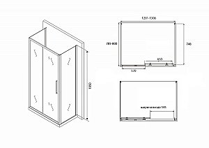 Душевой уголок ABBER Schwarzer Diamant AG30130BH-S80B-S80B 130х80 стекло прозрачное/профиль черный купить в интернет-магазине Sanbest