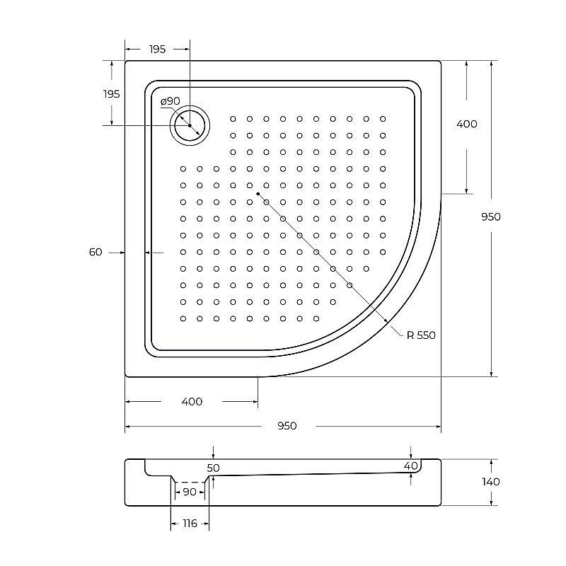 Душевой поддон Cezares TRAY-A-R-15-W 95х95 купить в интернет-магазине Sanbest